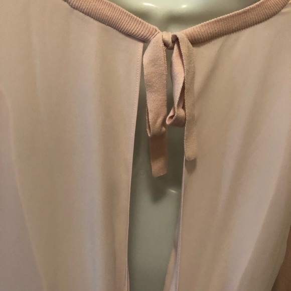 Loft Open Back Light Sweater Pastel Pink Sz. S Ribbon Tie Feminine Graceful - Picture 2 of 5